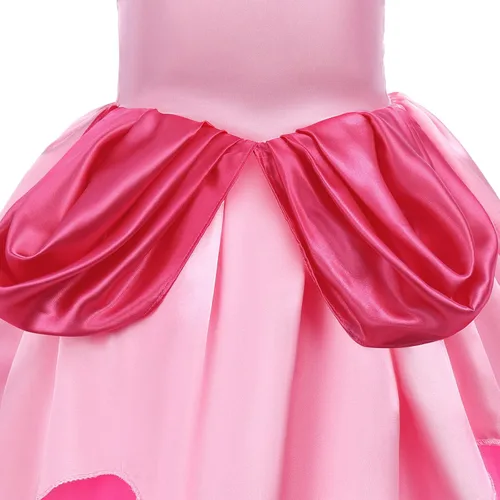 Vista 5 de Disfraz de princesa melocotón para niñas vestido de princesa melocotón con corona Halloween cosplay carnaval