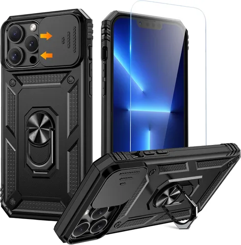 Vista 43 de Goton Funda para iPhone 14 Plus con Protector de Pantalla - Funda con Cubierta Deslizante para Cámara con Soporte de Anillo, Resistente de Grado
