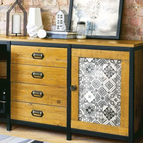 Vista 4 de RoomMates RMK11282WP Azulejo Mediterráneo Negro de Pelar y Pegar, Rollo, Negro