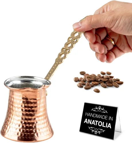 Vista 14 de Cafetera turca Hakan Hervidor de agua para estufa, cafetera, calentador de mantequilla, chocolate y leche Calentamiento uniforme y rápido