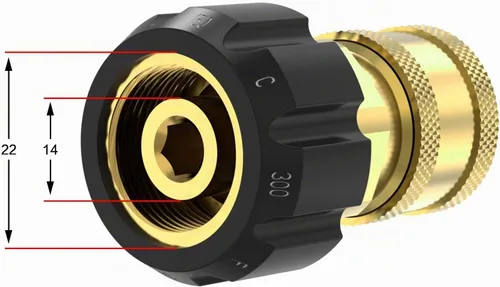 Vista 2 de Twinkle Star 3/8" Conector Rápido NPT a M22 14mm de Ajuste Métrico para Pistola y Manguera de Lavadora de Alta Presión, TWIS285