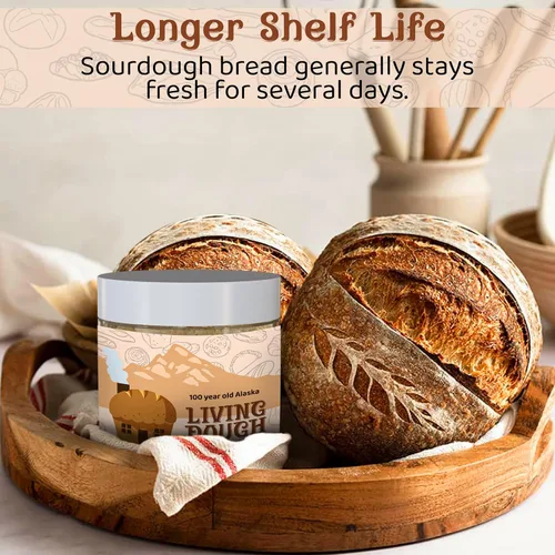 Vista 5 de Living Dough - Cultura de Masa Madre Amistosa Amish de 55 Años - Masa Madre Dulce y Orgánica para Hornear - Para Pan Artesanal, Masa para Pizza
