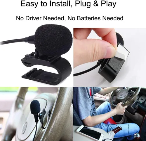 Vista 2 de Micrófono de coche de 0.138 in, micrófono para unidad principal de vehículo GPS habilitado para DVD, micrófono de audio estéreo con cable de 9.8 ft