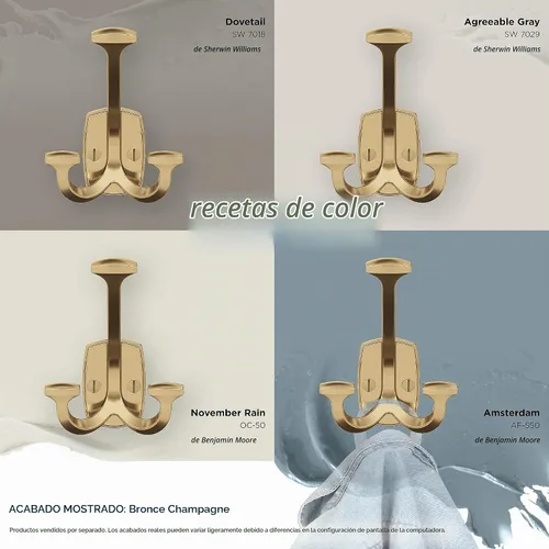 Vista 7 de Amerock Vicinity - Gancho de pared de bronce champán de triple punta