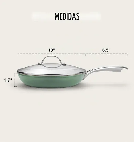 Vista 7 de KOCH SYSTEME CS Sartén antiadherente de 10 pulgadas con tapa, sartén de cerámica antiadherente con mango de acero inoxidable que se mantiene fresco
