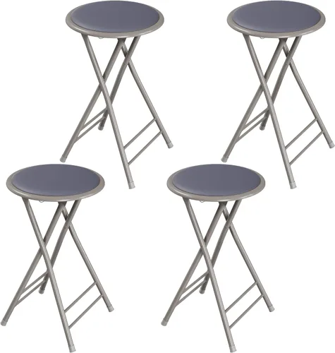 Vista 13 de Lavish Home Taburete plegable con asiento acolchado sin espalda, juego de 2