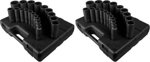 Vista 4 de SUNEX TOOLS 2820 Juego de impacto profundo SAE de 12 puntos con accionamiento de 1/2 pulgadas, 19 piezas