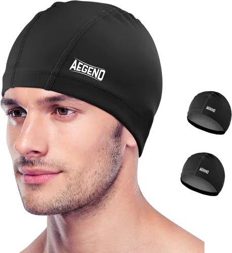 Vista 20 de Aegend Gorro de natación de tela, capa impermeable de silicona, gorra de natación de tela transpirable, mantiene el cabello seco con alta