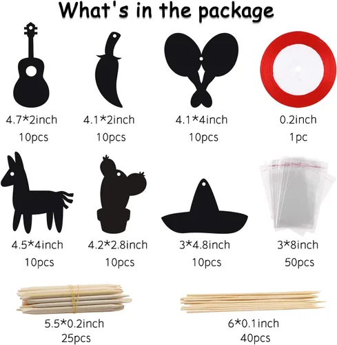 Vista 2 de WATINC Juego de 60 tarjetas de rascar de fiesta mexicana para niños y adultos, decoraciones de fiesta del Cinco de Mayo, kit de manualidades mágicas