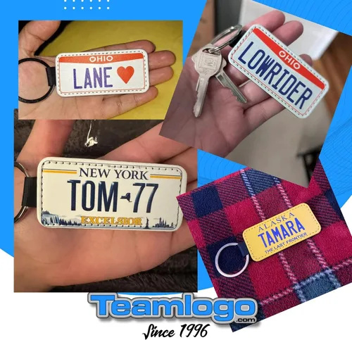 Vista 3 de Teamlogo Llavero personalizado de piel sintética para placa de matrícula decorado a medida