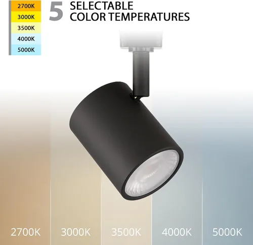 Vista 2 de WAC Lighting Charge 8010 - Cabezal de riel LED ajustable de 5 CCT seleccionable, 9 W, 865 lúmenes, totalmente regulable en negro para riel de 3