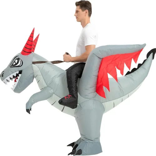Vista 4 de tasanor Disfraces de dinosaurio para adultos, disfraz inflable para adultos, disfraz de dragón inflable, disfraces de Halloween para hombres