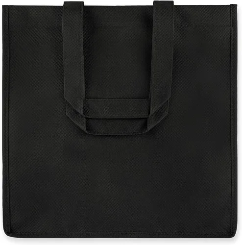 Vista 2 de True Bolsa de vino reutilizable con divisores, plegable 2 botellas para viajes, picnic, comestibles, camping, compras, negro, juego de 1