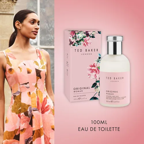 Vista 6 de Ted Baker Woman Pink EDT, fragancia femenina verde floral, notas de apertura, durazno fresco, bergamont y mandarina con almizcle cálido, vainilla