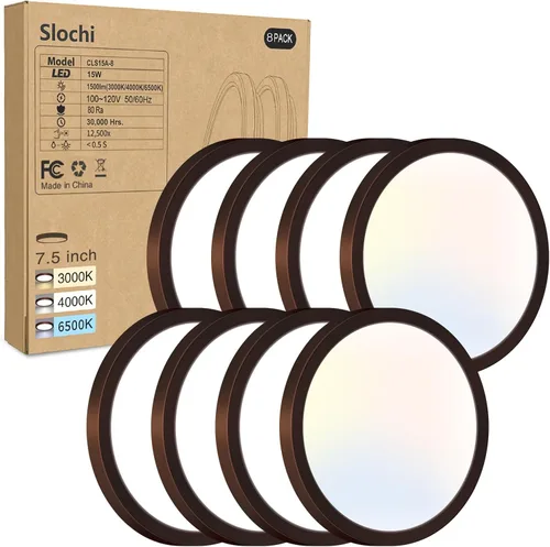 Vista 13 de Paquete de 2 lámparas LED de techo empotradas, 3000K-4000K-6500K y equivalente a 100W, lámpara de techo empotrada moderna para cocina de 15W