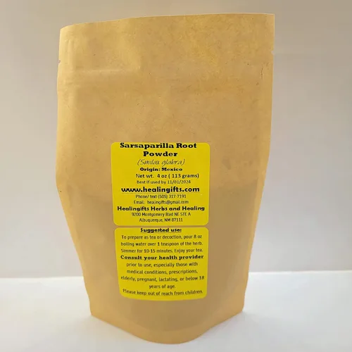 Vista 2 de HealinGifts Zarzaparrilla raíz seca hierba de raíz en polvo 4 oz