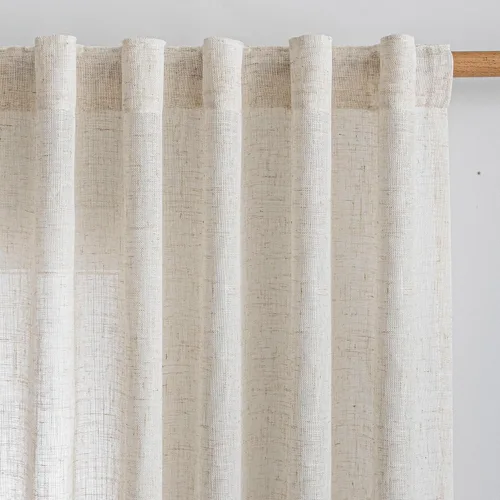 Vista 44 de MYSKY HOME Cortinas naturales de puerta francesa para ventana de puerta, 40 pulgadas de largo, cortas, semitransparentes, filtrantes de luz