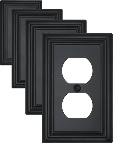 Vista 40 de Switch Plates Outlet Covers, 1-Pack Metal Wall Plate, Black Finish Midsize 1 Toggle 1 Decorator Combo Wall Plate, Ideal for GFCI Outlets, Light