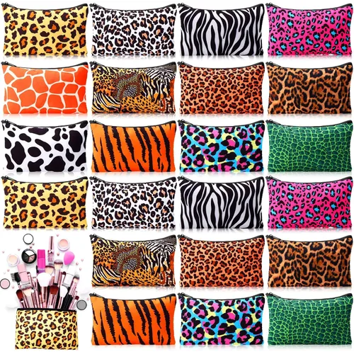 Vista 10 de 24 piezas bolsas de maquillaje a granel, bolsas de cosméticos de lona, organizador de bolso, bolsa cosmética con cremallera, bolsa de tocador