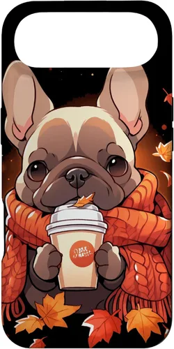 Vista 27 de French Bulldog Fall Autumn Pumpkin Spice Latte Frenchie Dog Case for iPhone 17
