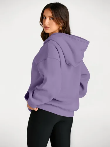 Vista 28 de Trendy Queen - Sudaderas extragrandes con capucha para mujer, suéteres de manga larga, sin botones, de vellón, de otoño, ropa de invierno