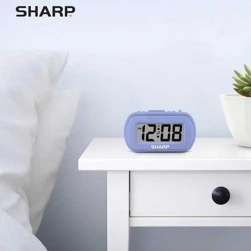 Vista 8 de Sharp - Reloj despertador con batería con funda suave al tacto y retroiluminación azul, lavanda