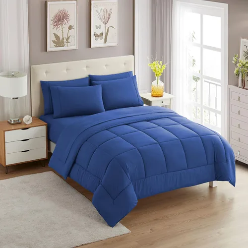 Vista 111 de Sweet Home Collection Juego de edredón de 7 piezas de color sólido para todas las estaciones, manta alternativa de plumón suave y lujosas sábanas