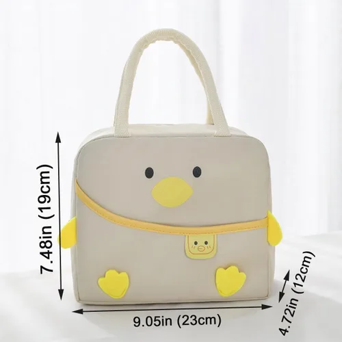 Vista 7 de Linda bolsa de almuerzo de pato Kawaii Animal Fiambrera reutilizable bolsa Beige