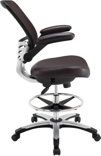 Vista 3 de Modway EEI-211-BRN Edge Drafting Chair - Silla de recepción - Silla de dibujo con brazo abatible en color marrón