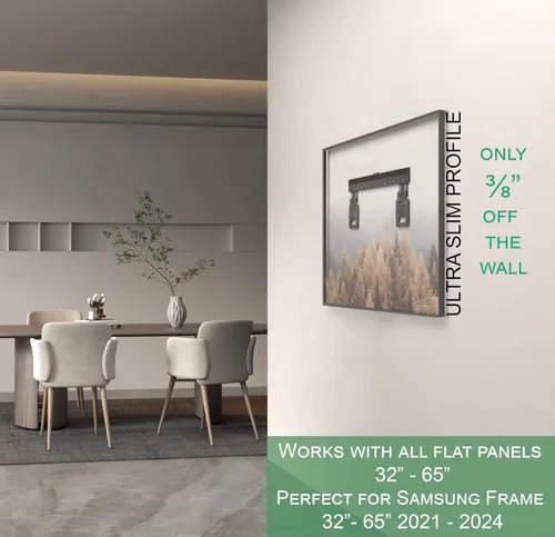Vista 2 de ynVISION.Design Soporte de pared para TV ultra delgado con espacio micro Compatible con televisores Samsung Frame (2021-2026) para una fácil
