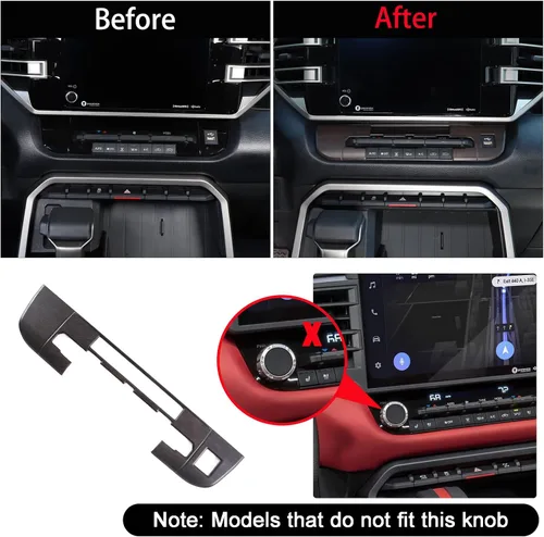 Vista 2 de Cubierta de moldura de control climático del aire del automóvil para Toyota Tundra/Sequoia 2022-2024, centro de control AC, botón de control