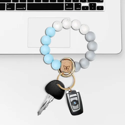 Vista 5 de Llavero pulsera con bolsillo para tarjetero, llavero con borla, llavero para mujer