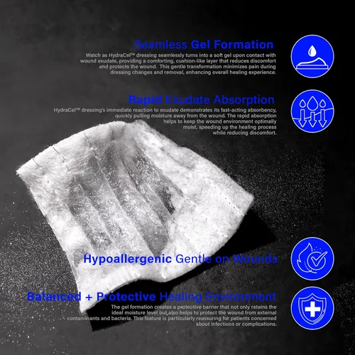 Vista 6 de EVERLIT HydraCel Apósito Hidrofibra estéril de doble capa con costuras Almohadilla avanzada extra absorbente para el manejo de heridas
