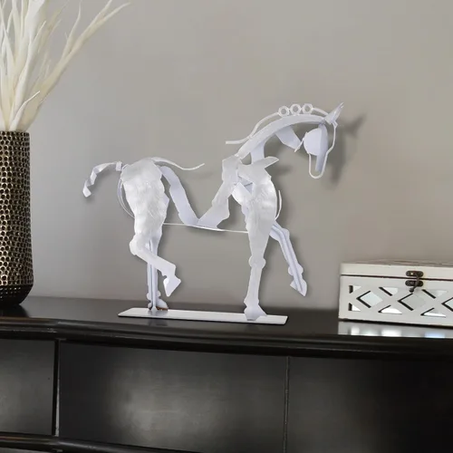 Vista 7 de SunBlogs Art Estatua de caballo hecha a mano, decoración rústica única para oficina y hogar, escultura de metal 100% pintada a mano, regalo perfecto