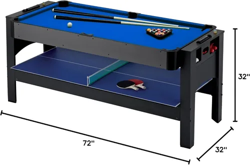 Vista 16 de Fat Cat 3-in-1 6' Flip Multi-Game Table Campo de juego de tela azul