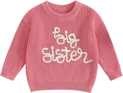 Vista 35 de VISGOGO Suéter a juego para hermanitas grandes y pequeñas, ropa de una sola pieza
