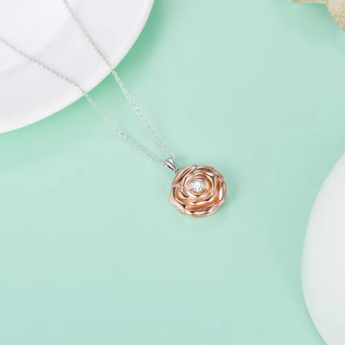 Vista 4 de Sunflower Locket That Hold Pictures 925 Sterling Silver Flower Necklace Sunshine Rose Flower Pendant Necklace for Women