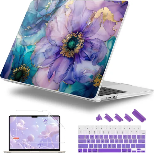 Vista 24 de Funda para MacBook Air de 15 Pulgadas 2025 2024 2023 Versión M4 A3241 M3 A3114 M2 A2941, Carcasa Rígida con Protector de Pantalla y Cubierta