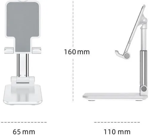 Vista 2 de Soportes ajustables negros para teléfono celular, soporte universal para teléfono portátil, soporte para tableta de escritorio para el hogar Blanco