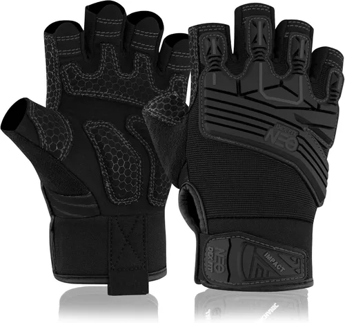 Vista 6 de DEX FIT Guantes de trabajo MG310G Impact, duraderos, agarre resistente, antivibración, amortiguadores, ajuste cómodo, compatibles con pantallas Negro