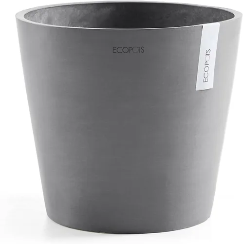 Vista 22 de Ecopots Amsterdam - Maceta redonda para flores, color gris oscuro, 8