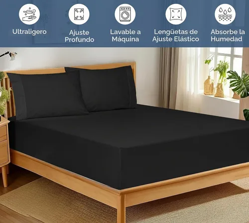 Vista 3 de Royale Linens Sábana bajera ajustable de 100% algodón orgánico - Tejido de percal - Sábanas bajeras de bolsillo profundo súper suaves - Sábana