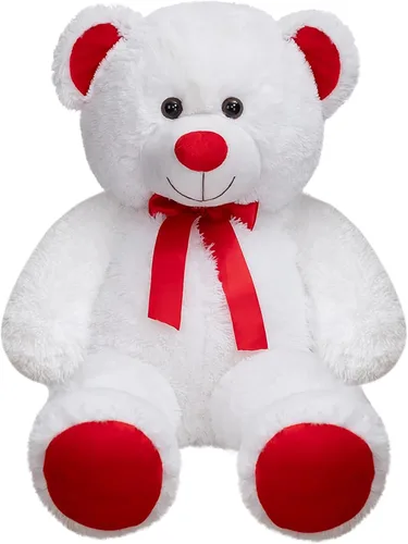 Vista 11 de Enorme Oso de Peluche Animal de Peluche Oso de Peluche Gigante con Lazo de Cinta Roja Juguete de Peluche de Día Regalo para Novia y Niños 36 Beige