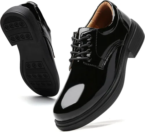 Vista 6 de OKJ Zapatos Oxford para mujer, zapatos Oxford negros para mujer, con plataforma de cuero, cómodos y elegantes, mocasines con cordones, casuales