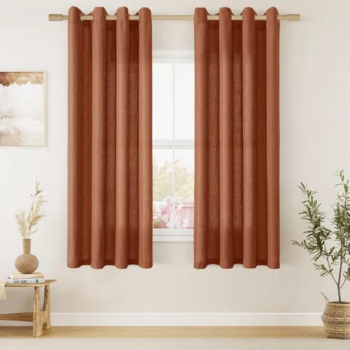 Vista 50 de Cortinas de lino negro para dormitorio y sala de estar de 84 pulgadas de largo, juego de 2 paneles, para habitación de niños, filtro de luz