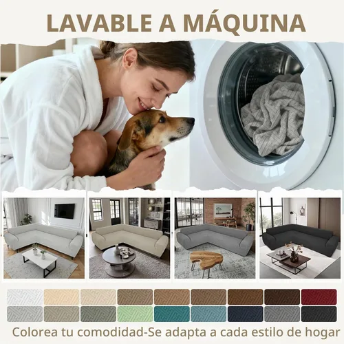 Vista 7 de Fundas para sofá seccional en forma de L, 1 pieza, fundas elásticas para esquina de sofá, antideslizantes, lavables, fundas protectoras de muebles