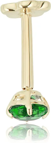 Vista 2 de AVORA Piercing redondo de oro blanco de 14 quilates con diamante de imitación de 0.1 quilates (0.1 quilates), piercing para cartílago con parte