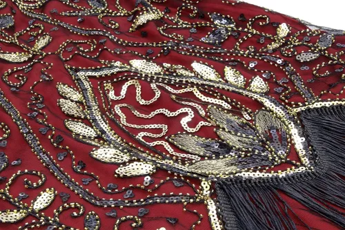Vista 6 de Vestido de fiesta con flecos de flapper de los años 20 para mujer con diseño de gran Gatsby