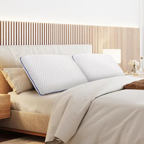 Vista 7 de CushyOasis - Almohadas de espuma viscoelásticas para dormir de lado, espalda y boca abajo, almohada de cama con funda lavable y malla transpirable