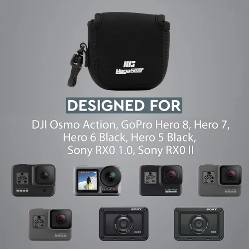 Vista 8 de MegaGear MG1311 - Funda de neopreno ultraligera para cámara compatible con GoPro Hero8, DJI Osmo Action, Sony RX0 II, GoPro Hero 7, Sony RX0 1.0
